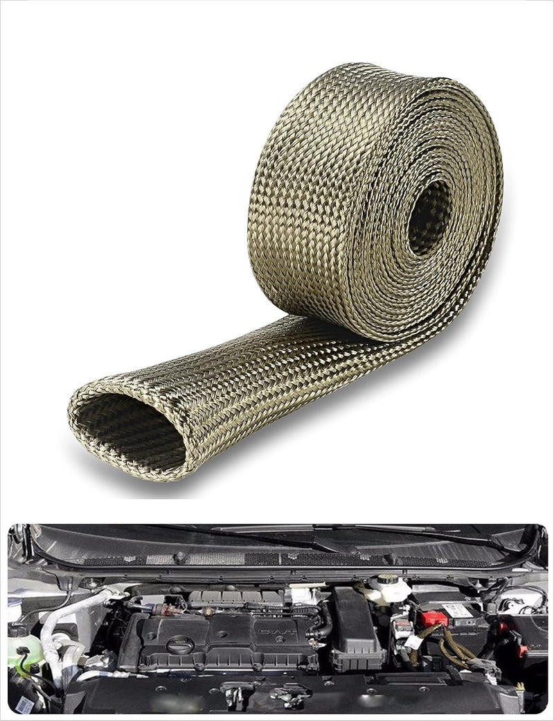 Ummickl Store Heat Shield Sleeve Fuel Line Heat Shield Auto Hose Spark Plug Wire Cover Protectors Boots Roll 2500 Degree for Car&Auto Wire Loom Brake Cable (1" IDX10', Titanium) - Image 1